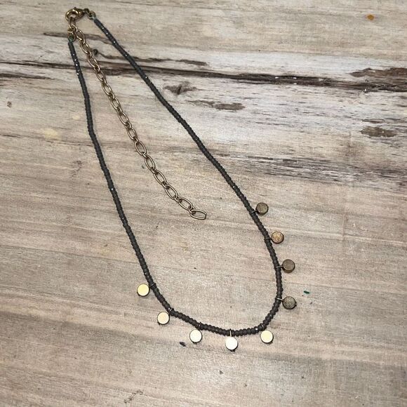 Gold Tone Disc Necklace Women’s Beaded Chain BohoChic Classiccore Statement Piec - Picture 1 of 6